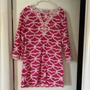 Vineyard Vines Graphic Pink and White Tunic Dress